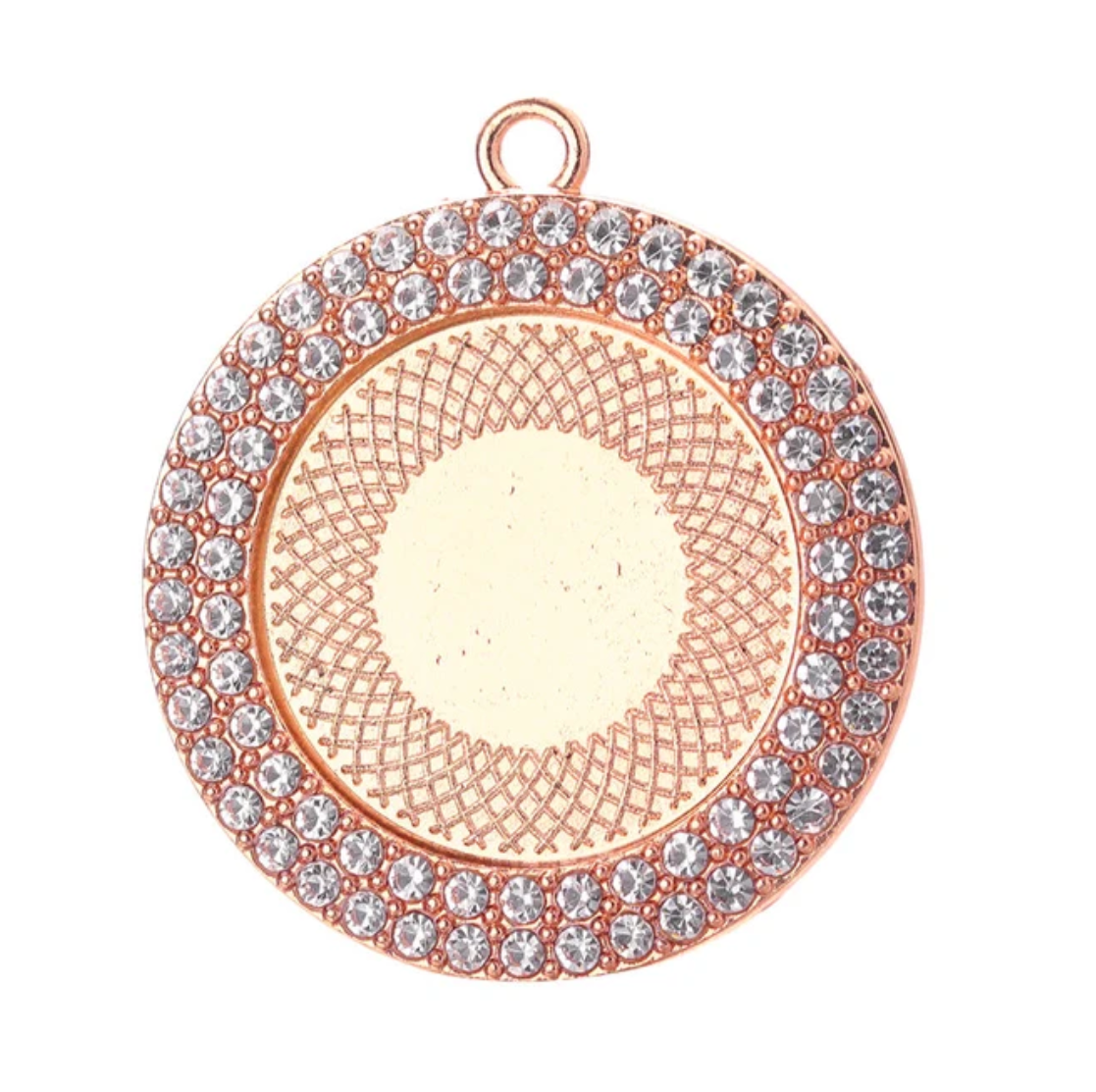6 - 25mm Double Rhinestone Round Pendant Setting Tray 1 inch - Perfect Pendants Plus