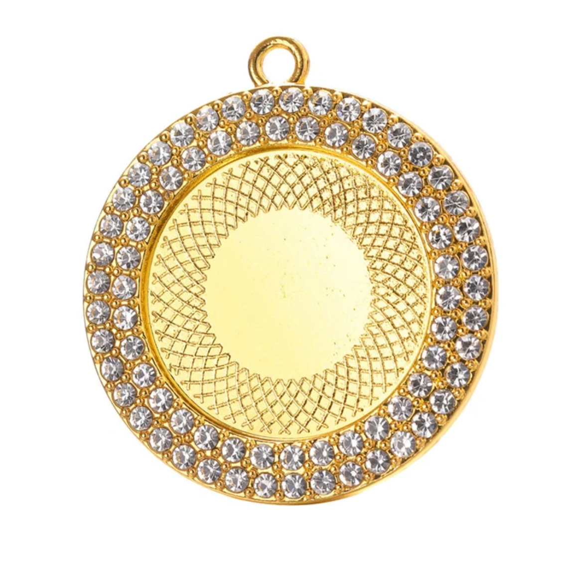 25mm Double Rhinestone Round Pendant Setting Tray 1 inch