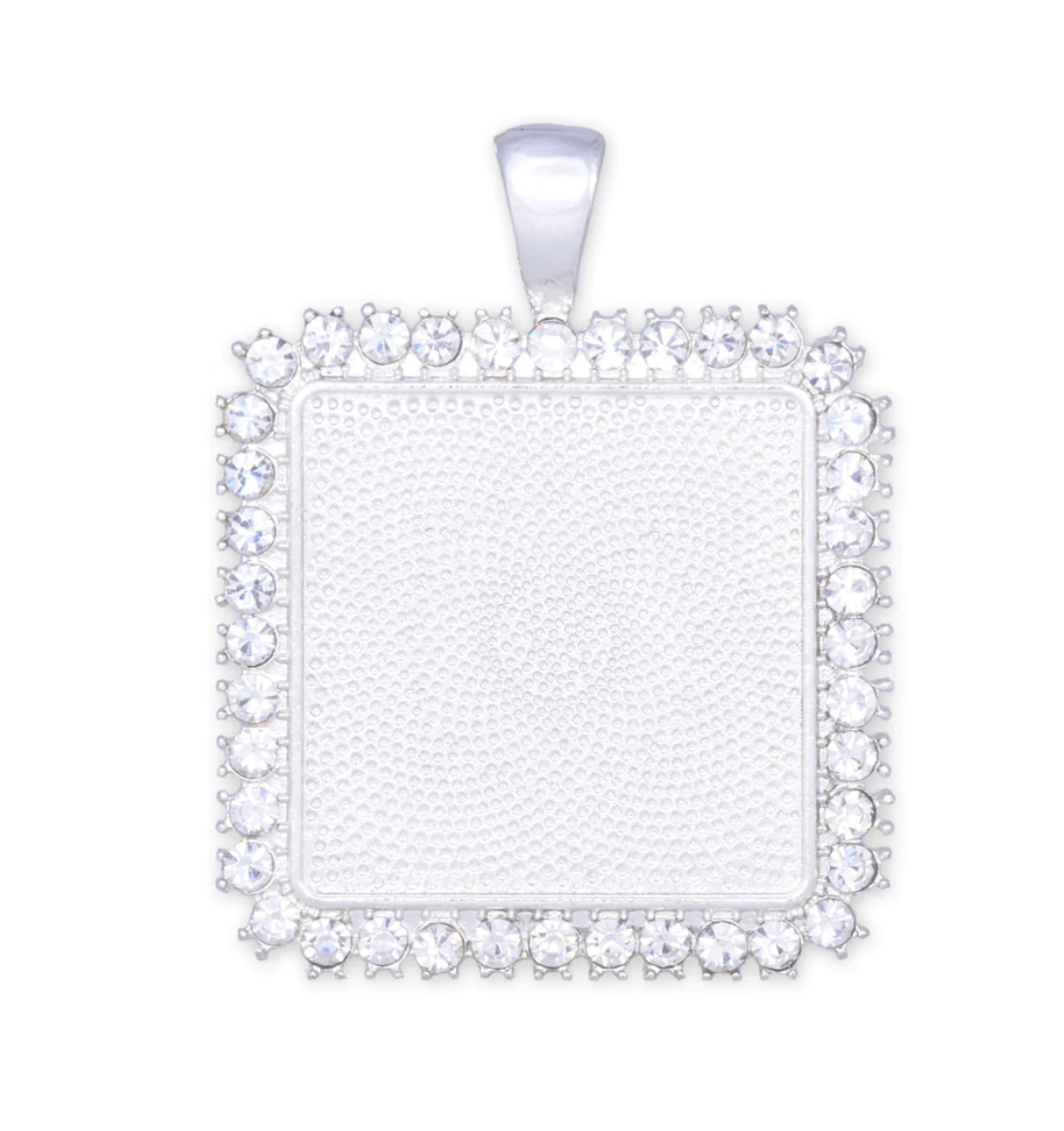 20mm Rhinestone Square Pendant Trays for DIY Jewelry Settings - Perfect Pendants Plus
