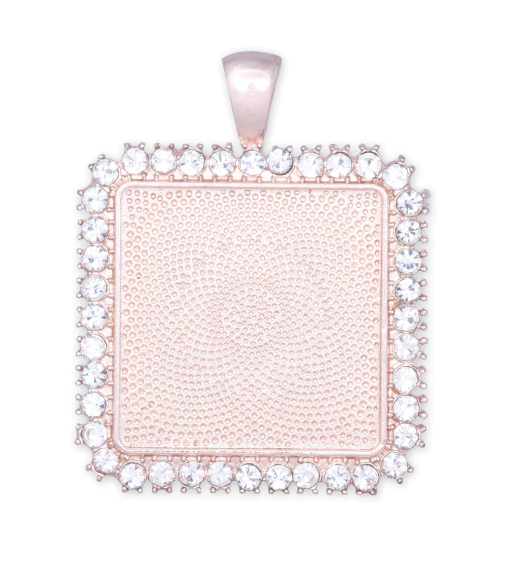 20mm Rhinestone Square Pendant Trays for DIY Jewelry Settings - Perfect Pendants Plus