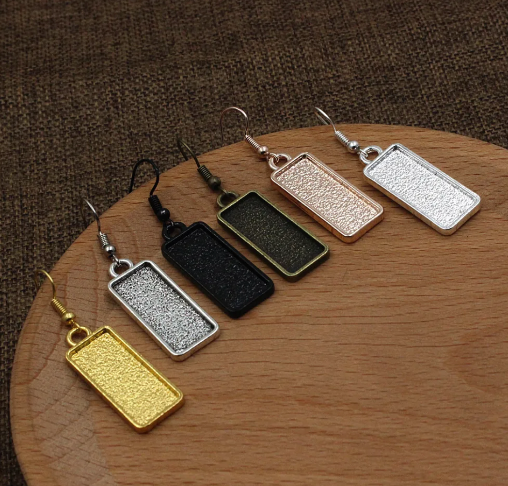 10x25mm Rectangle Vertical Earring Making Kits - Perfect Pendants Plus