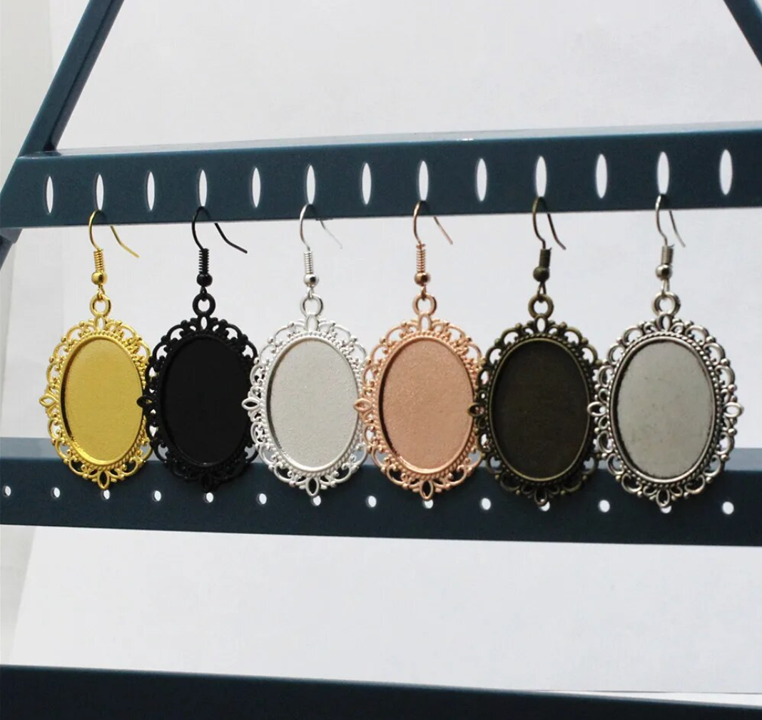 Oval Earring Making Kits - Earring Wires and Glass - Perfect Pendants Plus