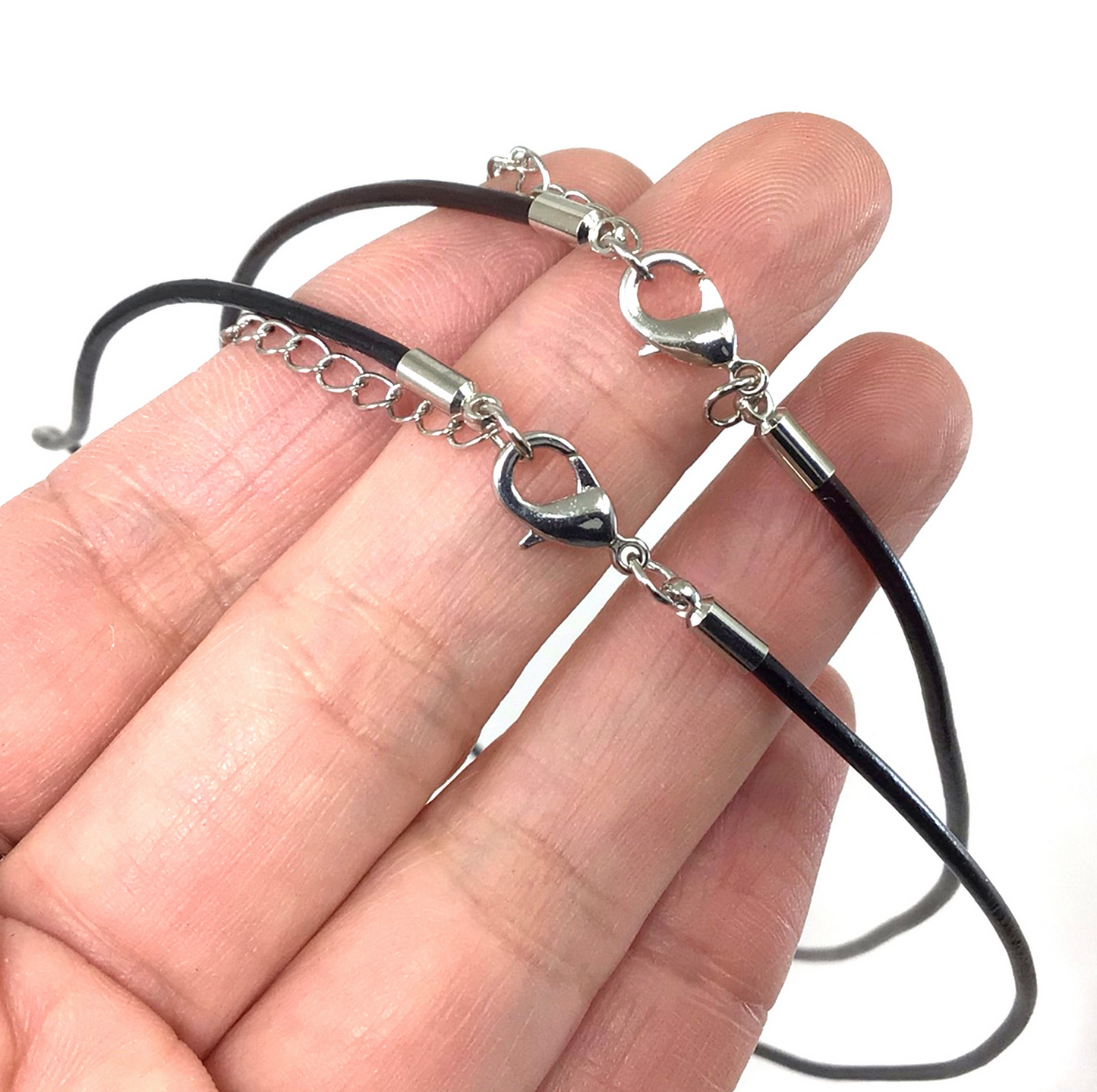 Real Black Leather Necklace Cord 18 inches 2mm - Perfect Pendants Plus
