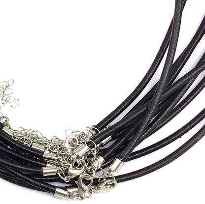 Real Black Leather Necklace Cord 18 inches 2mm - Perfect Pendants Plus
