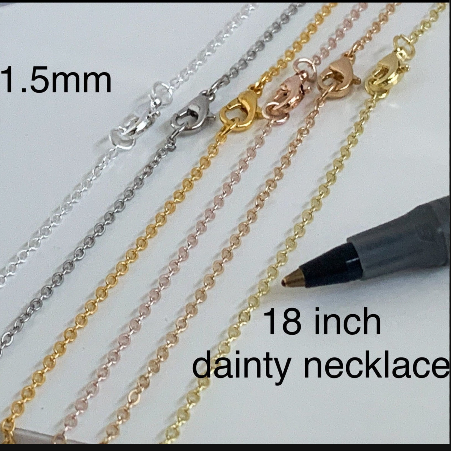 Dainty Chain Necklace 18 inch Fine Rolo - Perfect Pendants Plus