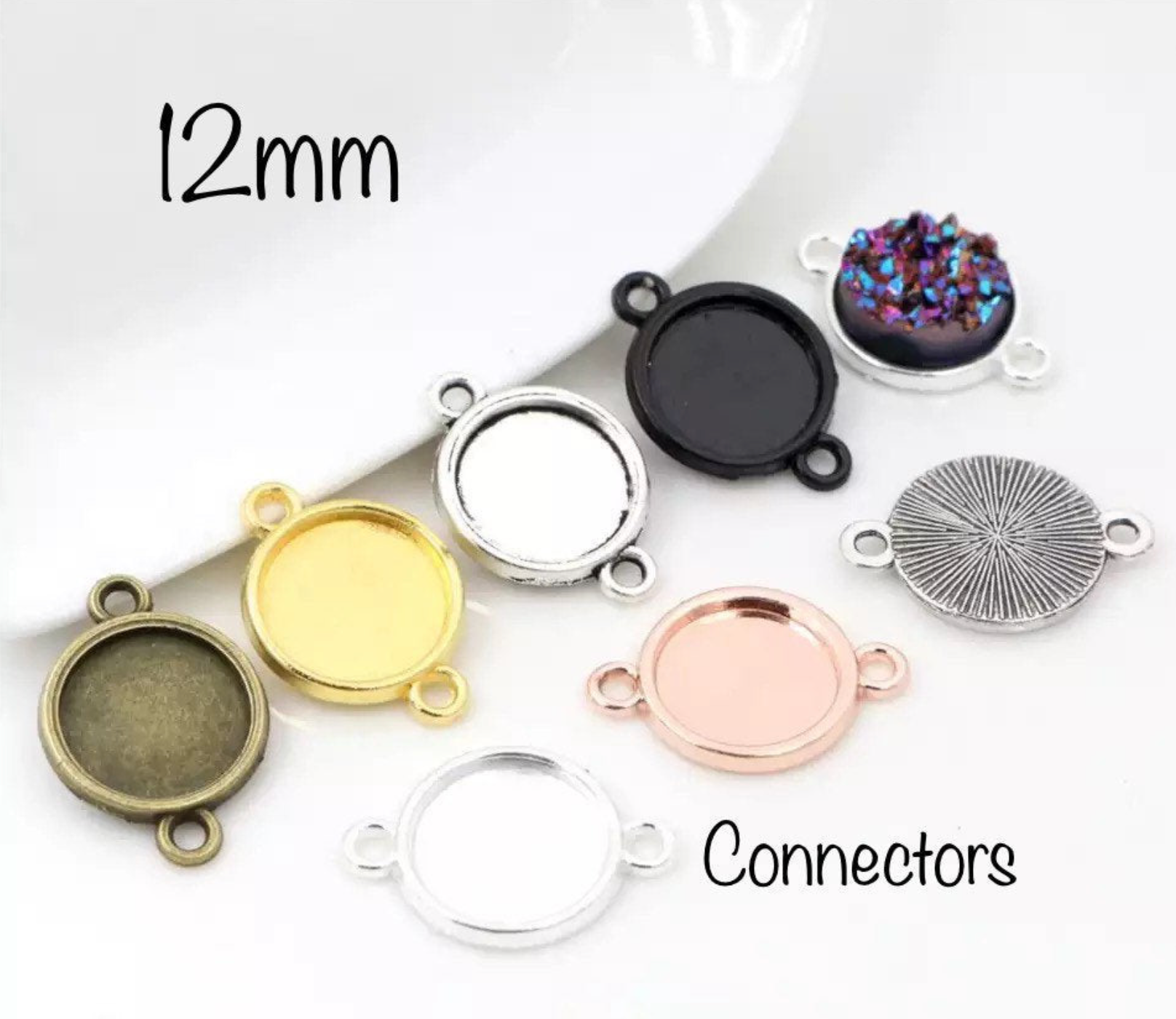 12mm Round Connector Setting Blank - Perfect Pendants Plus