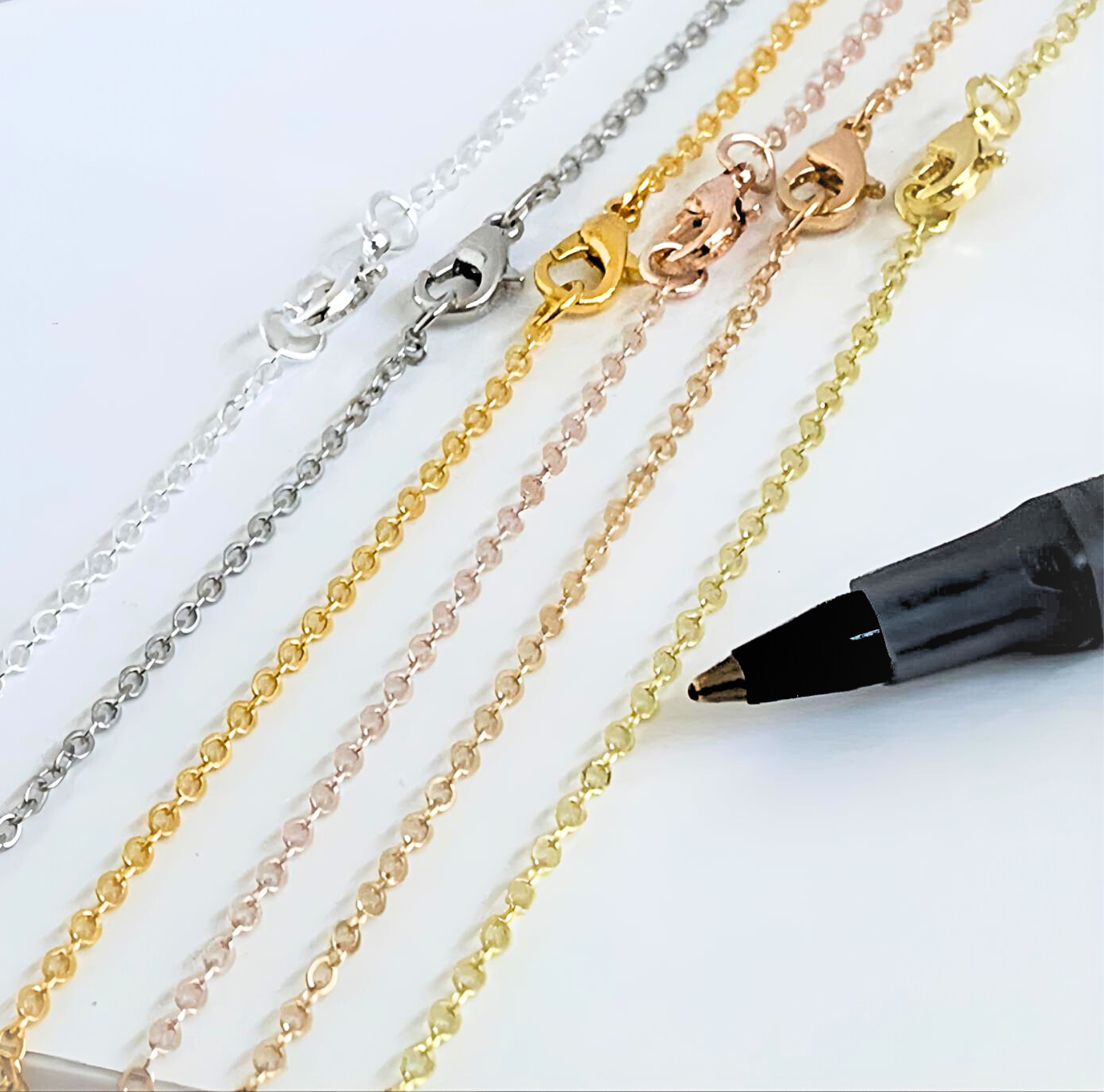 Dainty Chain Necklace 18 inch Fine Rolo - Perfect Pendants Plus