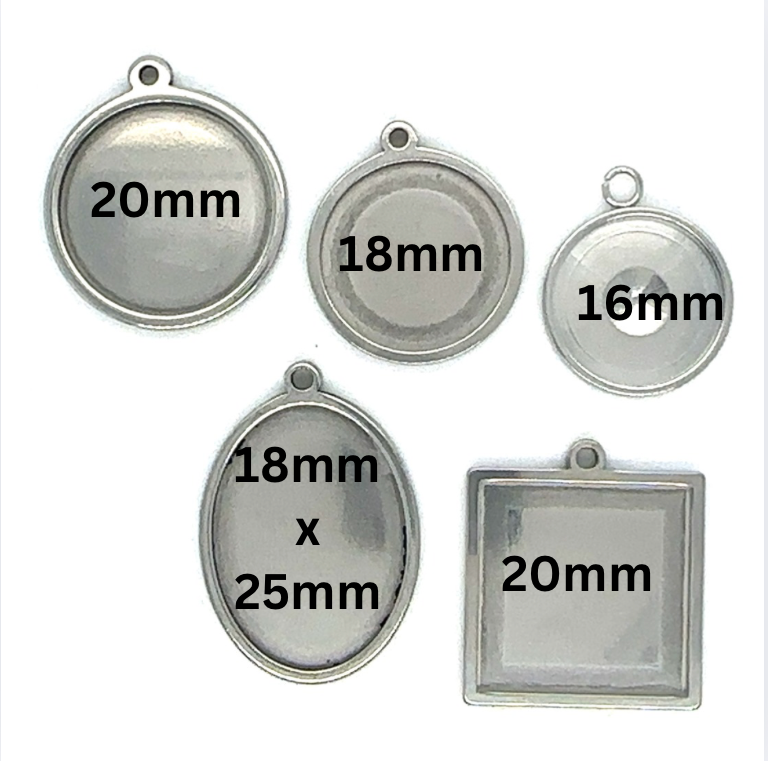 18mm Personalized  Round Photo Charm for Charm Bracelet – Silver-Plated Stainless Steel