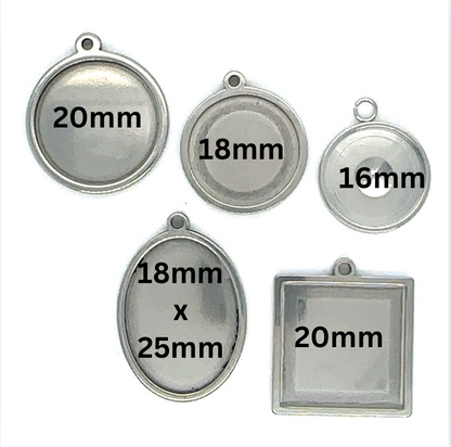 18mm Personalized  Round Photo Charm for Charm Bracelet – Silver-Plated Stainless Steel