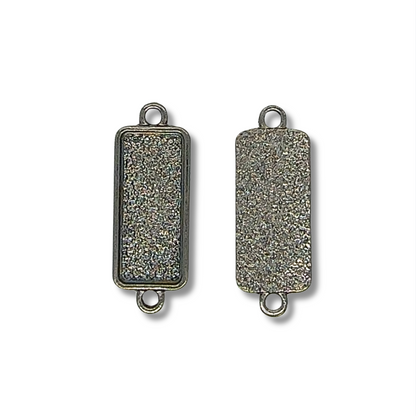 Bracelet Connector Rectangle Bezels Side Loop Horizontal