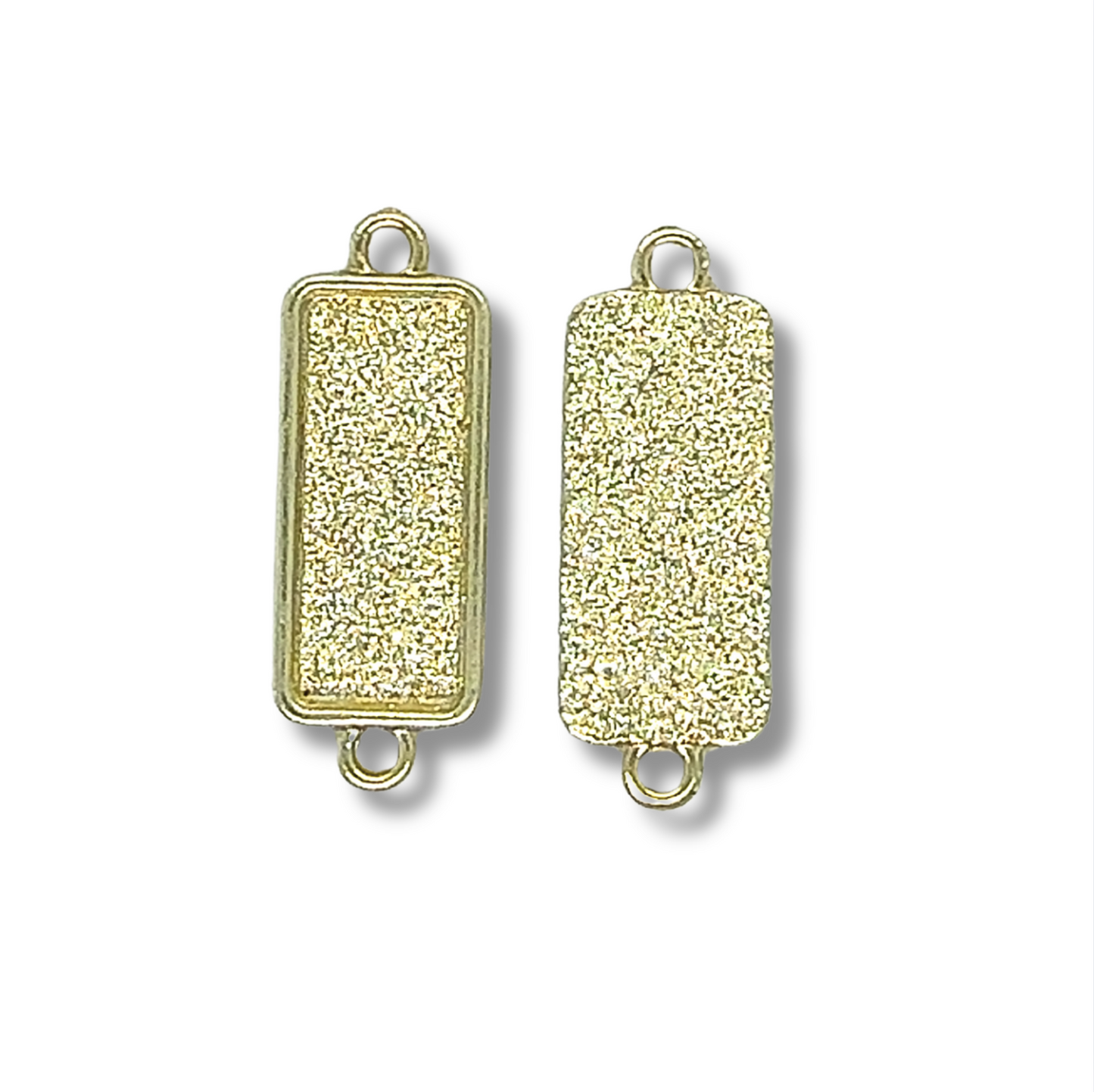 Bracelet Connector Rectangle Bezels Side Loop Horizontal