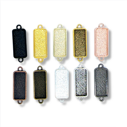 Bracelet Connector Rectangle Bezels Side Loop Horizontal