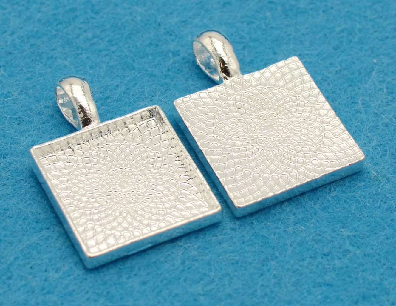 16mm Small Square Pendant Trays for DIY Jewelry Settings - Perfect Pendants Plus