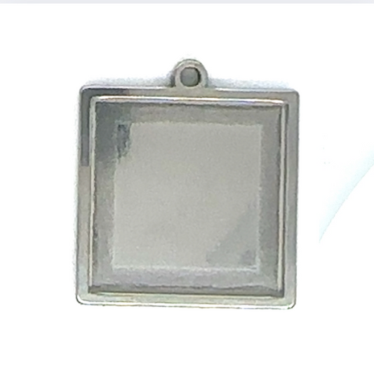 Square Personalized Photo Charm for Charm Bracelet – Silver-Plated Stainless Steel 20mm