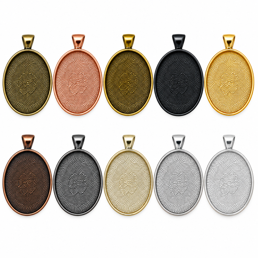 30x40mm Large Oval Blank Cameo Setting Pendant Trays