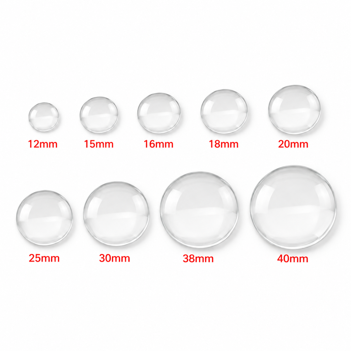 12mm Round Glass Cabochon Pendant Covers Domed