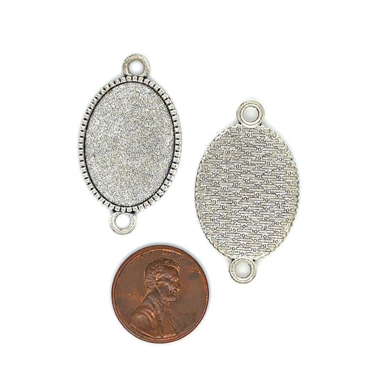 12 - 18x25mm Beaded Edge Oval Connector Setting - Perfect Pendants Plus