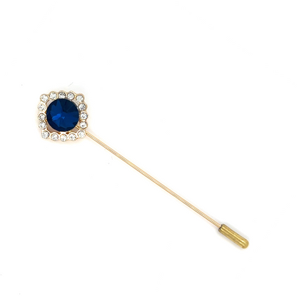 Something Blue Rhinestone Pin Gold Lapel Pin