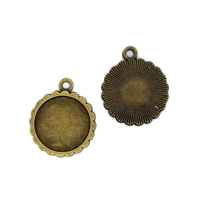 small round charm blank setting jewelry making bronze 16mm