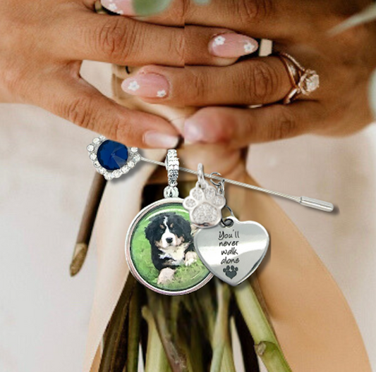 Dog Memorial Wedding Photo Charm and Brooch - Perfect Pendants Plus