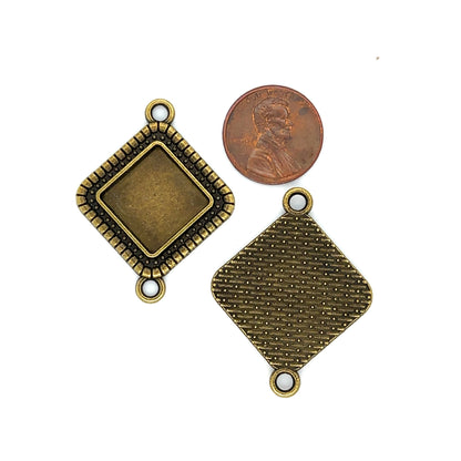 connector-diamond-shaped-blank-setting-bronze
