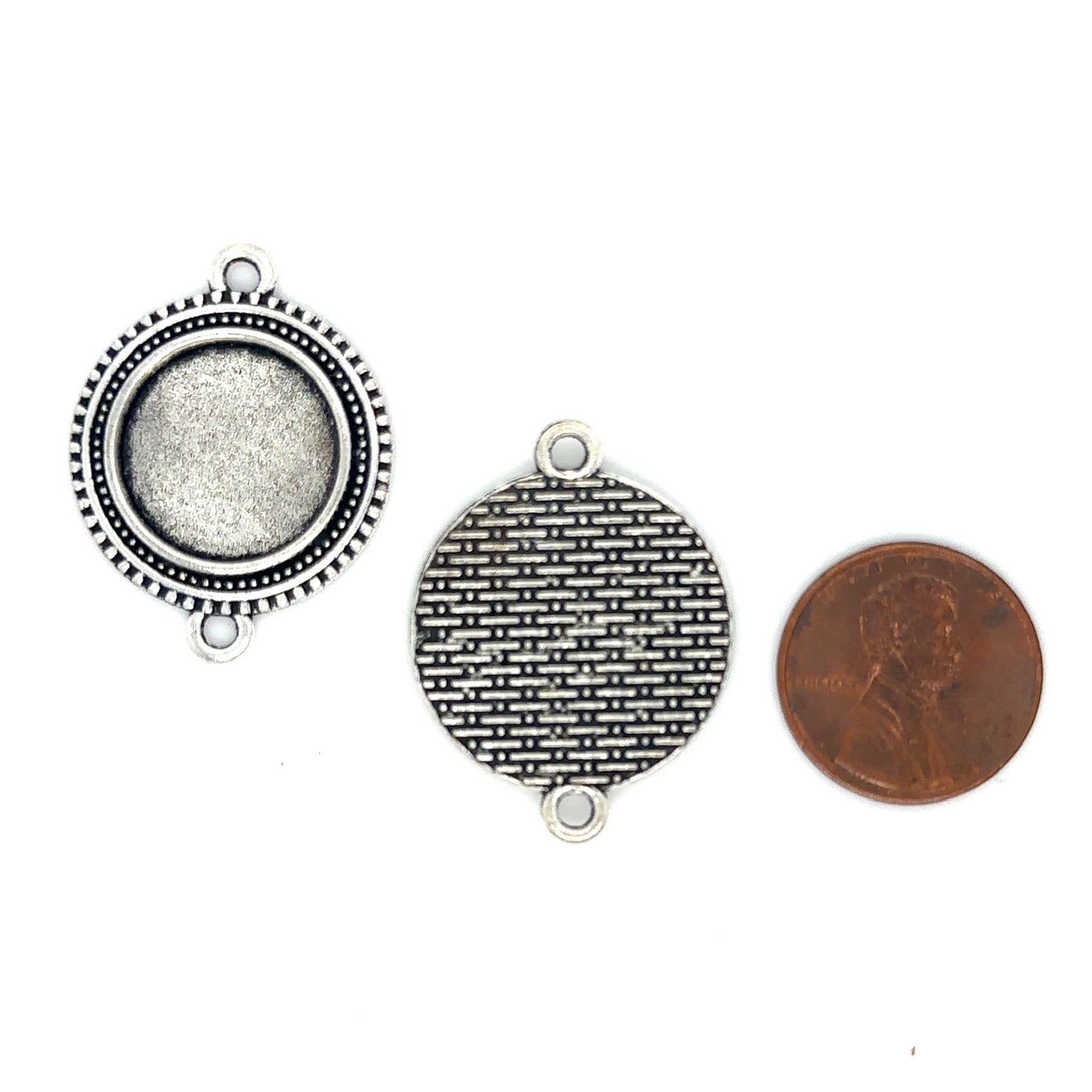 12 - 16mm Small Round Connector Decorative Edge Bezel Setting - Perfect Pendants Plus