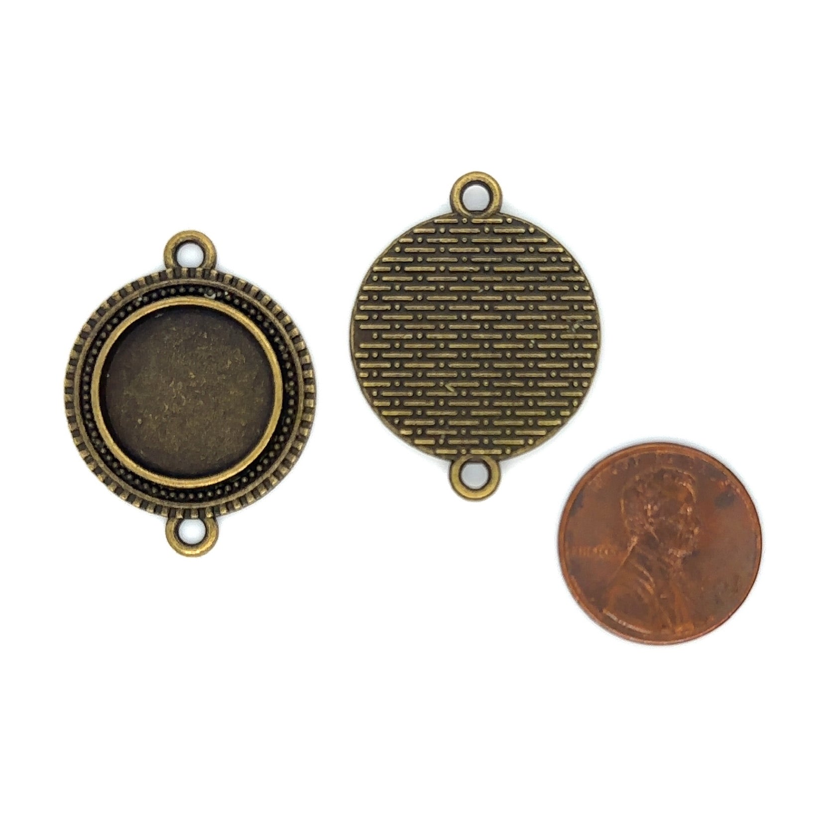 12 - 16mm Small Round Connector Decorative Edge Bezel Setting - Perfect Pendants Plus
