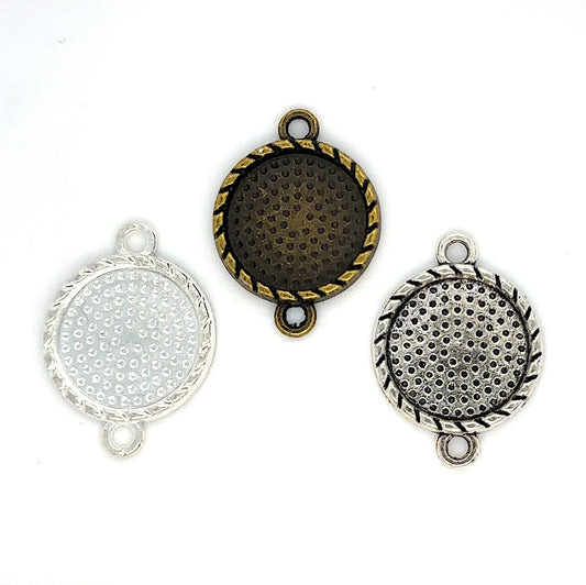 12 - 16mm Small Round Braided Edge Connector Bezel Settings - Perfect Pendants Plus