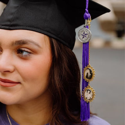 Gold Graduation Cap Ideas for Lost Loved Ones personalized photo tassel charm 