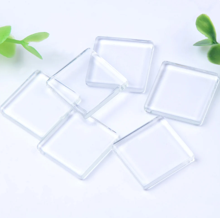12 - 25mm FLAT Square Glass Cabochons Tiles - 1 inch 5mm Thick - Perfect Pendants Plus