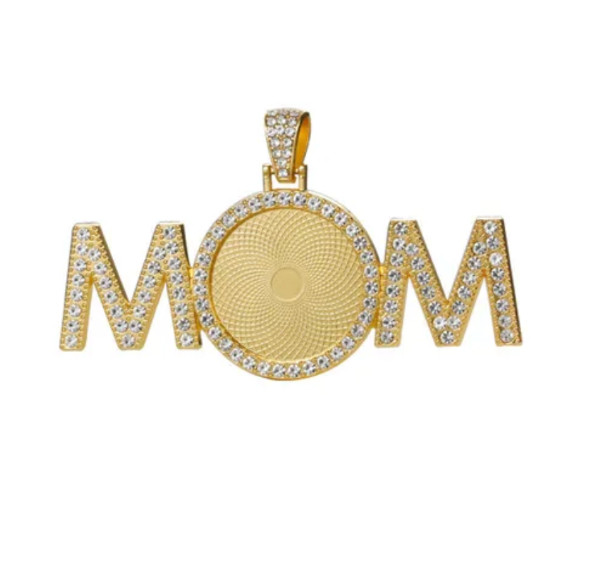 Mom Rhinestone Necklace Ornament Photo Charm Necklace