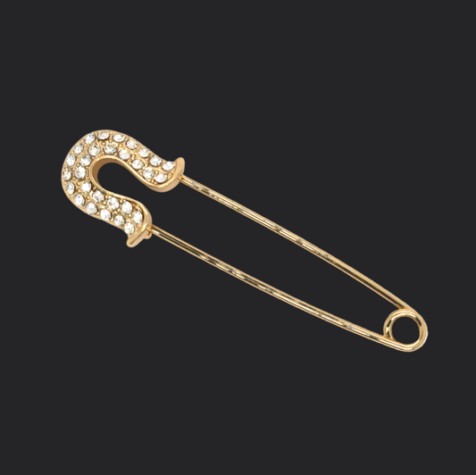 Light Gold Rhinestone Brooch Safety Pin Wedding - Perfect Pendants Plus
