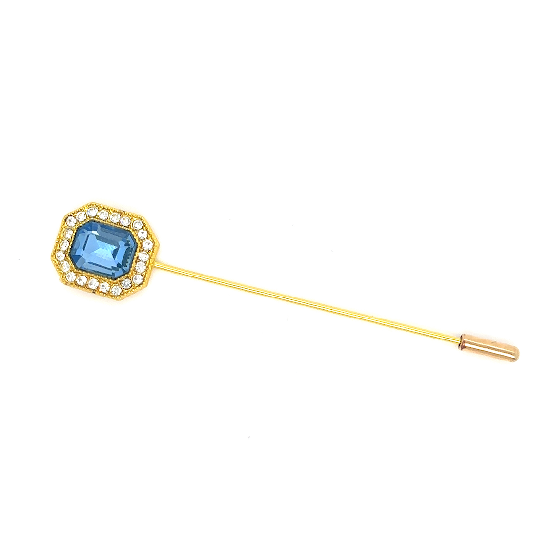 Gold Pin Fancy Tiffany Blue Rhinestone Pin Gold Lapel Pin – Perfect Pendants Plus