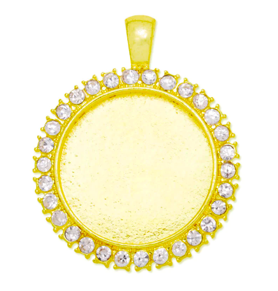 25mm Rhinestone Round Pendant Setting 1 inch - Perfect Pendants Plus