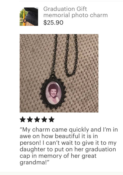 DIY Kit to make Graduation Cap Charm with Memorial Photo to Wear on Cap - Perfect Pendants Plus