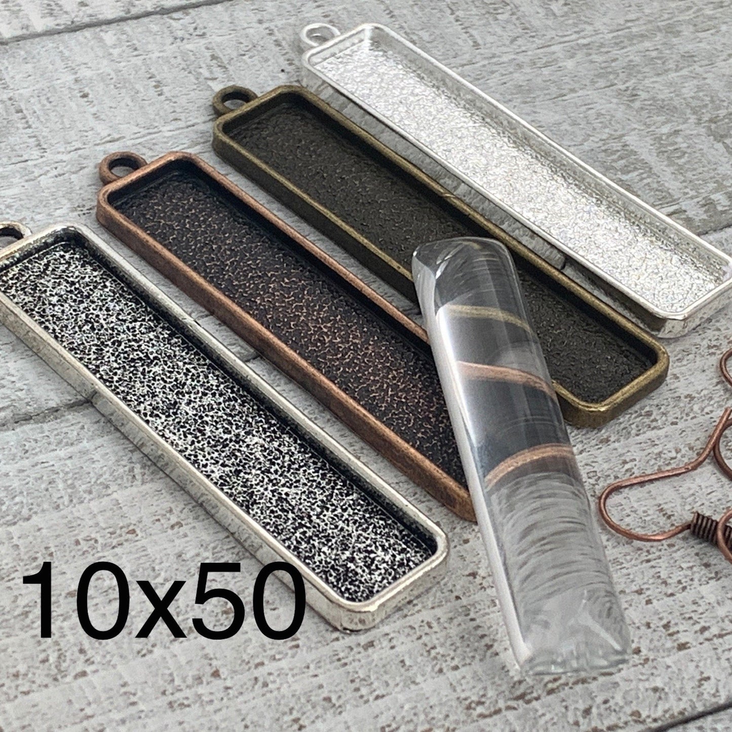 10x50mm Long Vertical Rectangle Earring Making Kits - Perfect Pendants Plus
