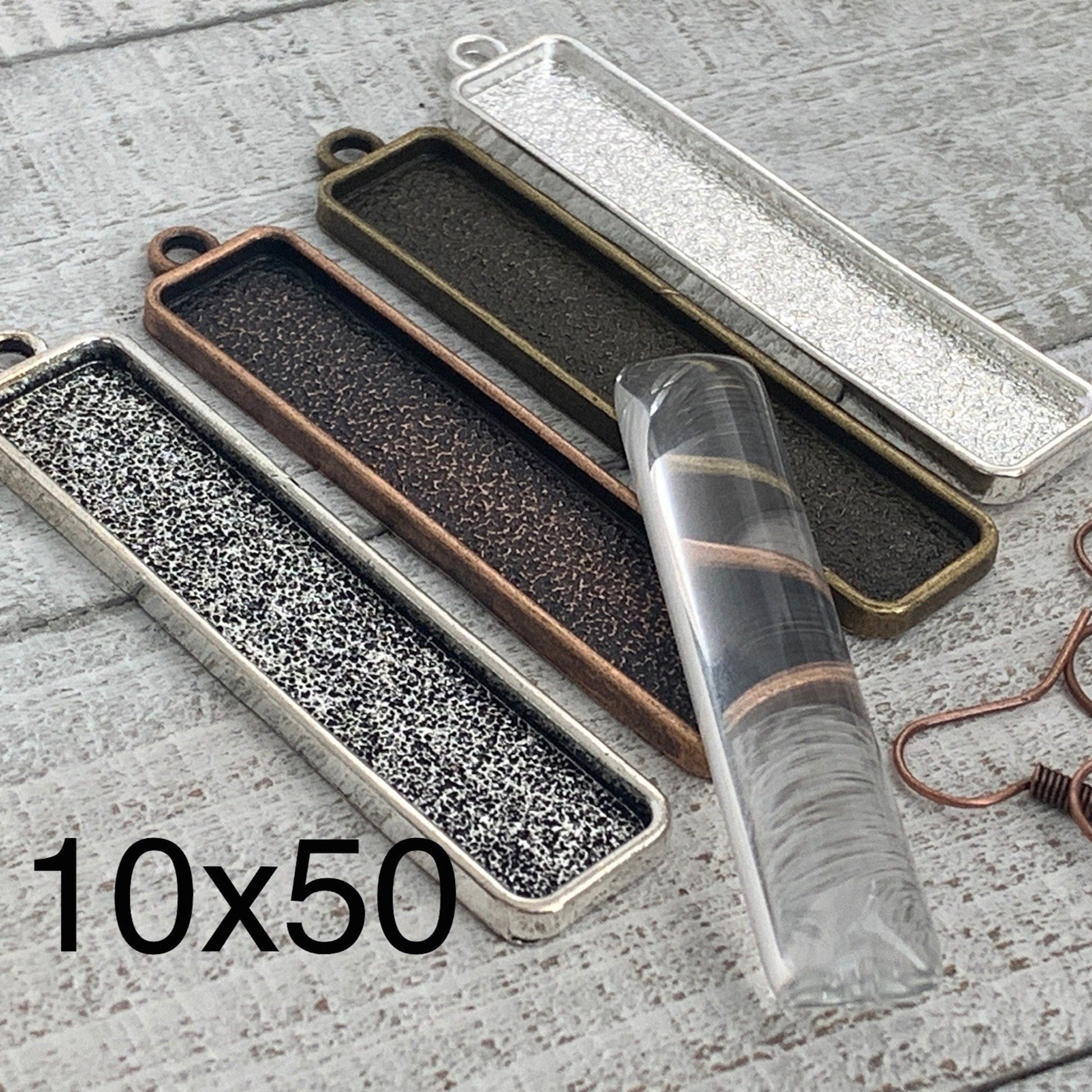 10x50mm Long Vertical Rectangle Earring Making Kits - Perfect Pendants Plus