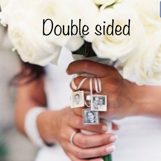 Double sided Wedding Photo charms Custom Made or DIY Bouquet memory Charms for Family photos (Includes everything you need)