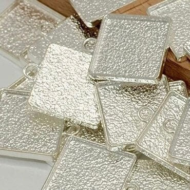 Silver Small Square Pendant Blank Setting - Great for DIY jewelry making photo charms Bracelets 6 pieces Free shipping 