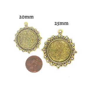 25mm Round Lace Pendant Setting Tray 1 inch - Perfect Pendants Plus