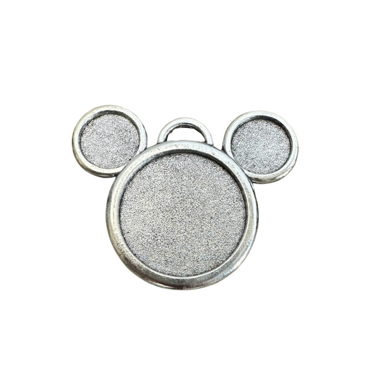 12 Mickey Mouse Shaped Pendant Settings Antique Silver - Perfect Pendants Plus
