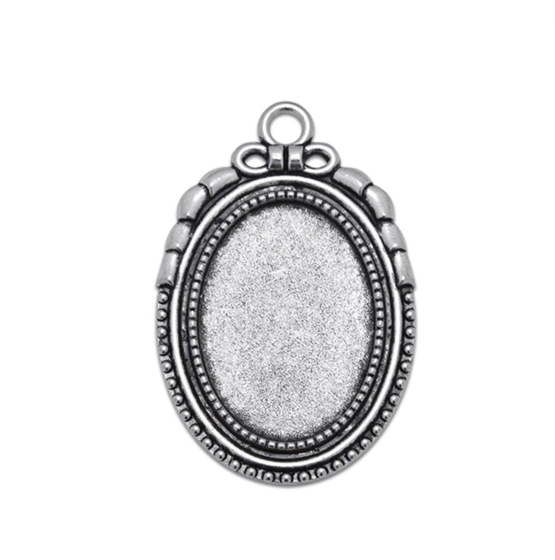 6 Oval 18x25mm Decorative Bow Edged Pendant - Perfect Pendants Plus