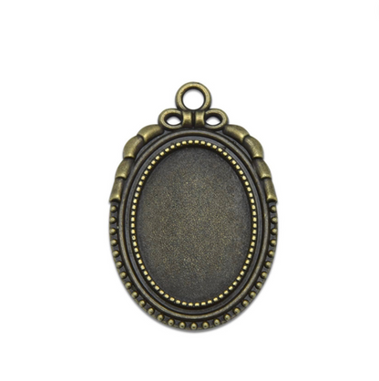 6 Oval 18x25mm Decorative Bow Edged Pendant - Perfect Pendants Plus