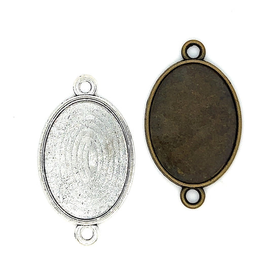 12 18x25mm Plain Oval Connector Setting - Perfect Pendants Plus