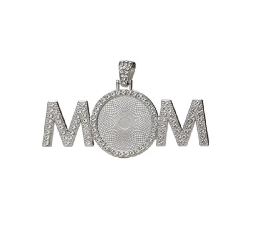 Mom Rhinestone Necklace Ornament Photo Charm Necklace
