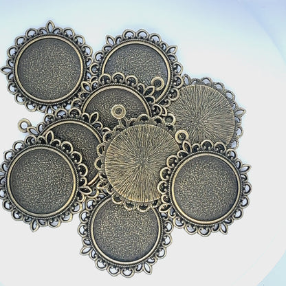 25mm Round Lace Pendant Setting Tray 1 inch