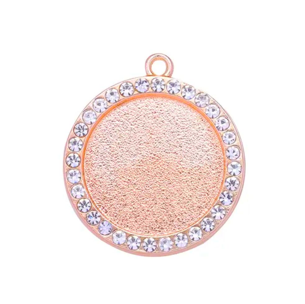 20mm Rhinestone Top Loop Round Pendant Cabochon Setting Tray