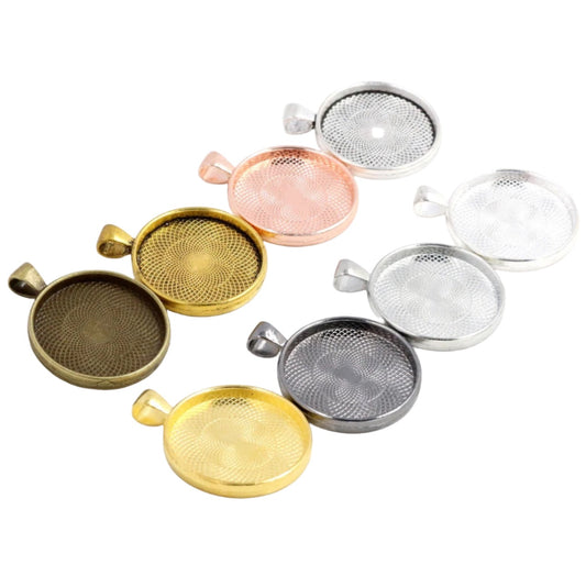 25mm Round Pendant setting tray 1 inch - Perfect Pendants Plus