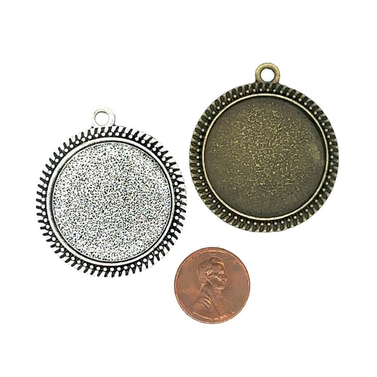 30mm Round Beaded Edged Pendant Setting