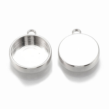 6 Pcs 12mm Deep Stainless Steel Round Bezel Setting Pendant - Perfect Pendants Plus